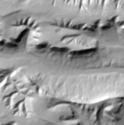Darstellung eines Digitalen Geländemodells in senkrechter Perspektive mit Schatten